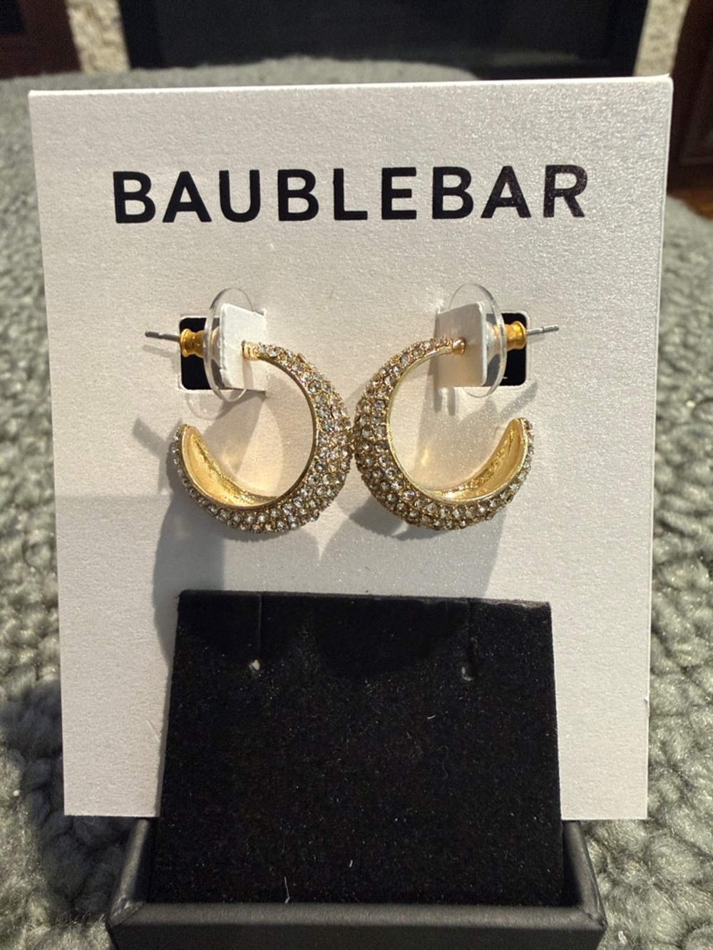 BaubleBar Gold Crystal Pavé Teardrop Earrings NWT